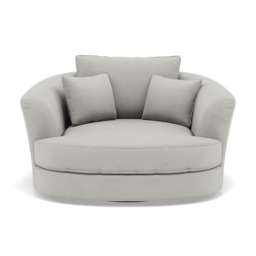 Thalia Swivel Armchair - Cuddler Swivel Chair Grade B - Plush Velvet Silver - thumbnail 1