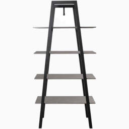 Odessey Shelving Unit - Shelf Unit Grey Sintered Stone / Black Powder Coat Metal Base