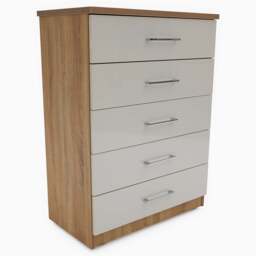 Catania Gloss 5 Drawer Cabinet - 5 Drawer Chest - Truffle Oak / Grey Gloss - thumbnail 7