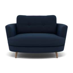 Phoebe Oval Loveseat - Oval Cuddler Grade B - Plush Velvet Indigo / Weathered Oak - thumbnail 1