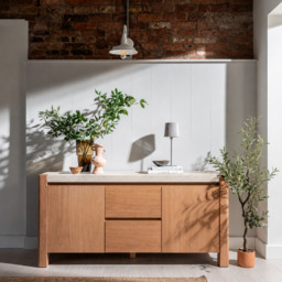 Axis Wide Sideboard - Wide Sideboard Travertine Effect / Oak - thumbnail 2