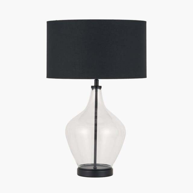 Rowen Clear Bottle Shaped Glass and Black Metal Table Lamp - Rowen Clear Shape Glass and Black Metal Table Lamp - image 1