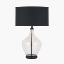 Rowen Clear Bottle Shaped Glass and Black Metal Table Lamp - Rowen Clear Shape Glass and Black Metal Table Lamp