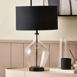 Rowen Clear Bottle Shaped Glass and Black Metal Table Lamp - Rowen Clear Shape Glass and Black Metal Table Lamp - thumbnail 2