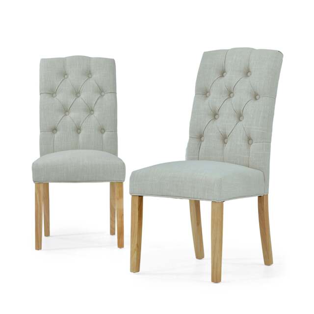 Navarre Pair of Natural Buttonback Dining Chairs - Button Back Dining Chair - Pair Natural - image 1