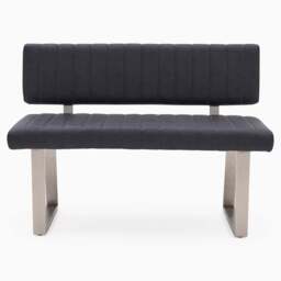 Alpha Bench - Side Bench Light Grey Leather Look - Light Grey Faux Leather - thumbnail 1
