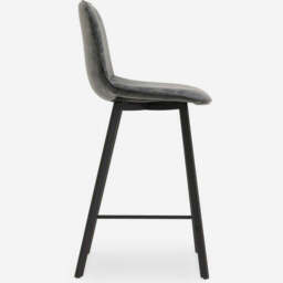 Akida Pair of Faux Concrete Bar Stools - Bar Stool - Pair Faux Concrete / Black Powder - thumbnail 4