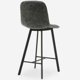 Akida Pair of Faux Concrete Bar Stools - Bar Stool - Pair Faux Concrete / Black Powder - thumbnail 5