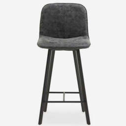 Akida Pair of Faux Concrete Bar Stools - Bar Stool - Pair Faux Concrete / Black Powder - thumbnail 3
