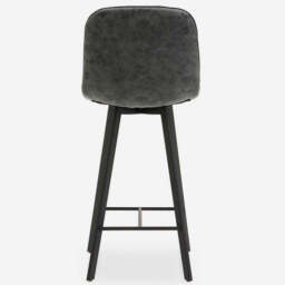 Akida Pair of Faux Concrete Bar Stools - Bar Stool - Pair Faux Concrete / Black Powder - thumbnail 6