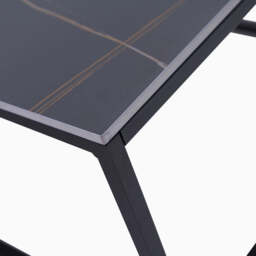 Tyler Black Ceramic Nest of 2 Coffee Tables - Square Coffee Nest of 2 Tables Black Ceramic Top / Black Powder Coated Metal Legs - thumbnail 6