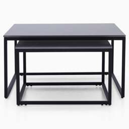 Tyler Black Ceramic Nest of 2 Coffee Tables - Square Coffee Nest of 2 Tables Black Ceramic Top / Black Powder Coated Metal Legs - thumbnail 3