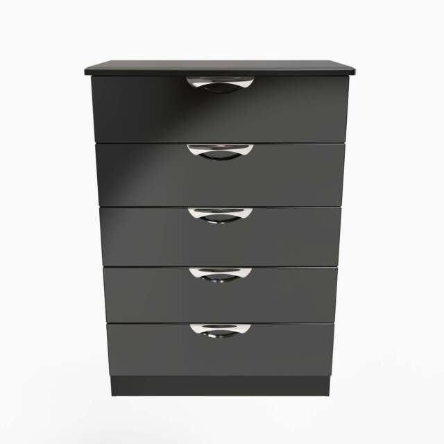 Colton 5 Drawer Chest - 5 Drawer Chest - BGBM - Black Gloss & Black - image 1