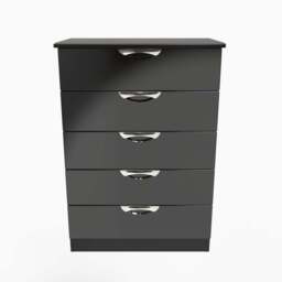 Colton 5 Drawer Chest - 5 Drawer Chest - BGBM - Black Gloss & Black