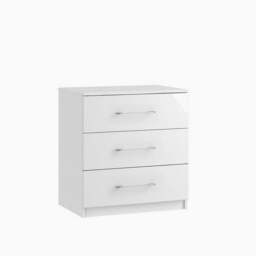 Roma Midi 3 Drawer Cabinet - 3 Drawer Midi Chest - Metal - Matt White / White Gloss