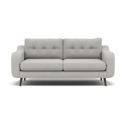 Phoebe 3 Seater Sofa - Large Sofa Standard Back Grade B - Plush Velvet Silver / American Walnut - thumbnail 1