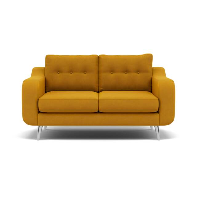 Phoebe 2 Seater Sofa - Small Sofa Standard Back Grade B - Plush Velvet Turmeric / Chrome - image 1
