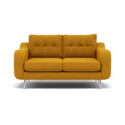 Phoebe 2 Seater Sofa - Small Sofa Standard Back Grade B - Plush Velvet Turmeric / Chrome - thumbnail 1