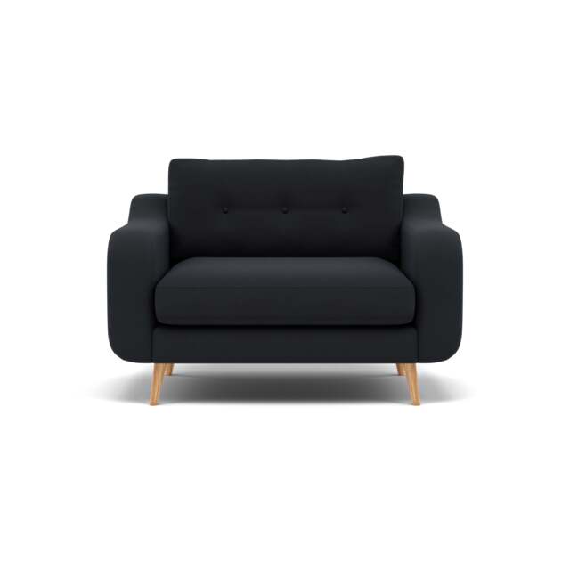 Phoebe Loveseat - Snuggler Chair Grade B - Plush Velvet Charcoal / Natural - image 1