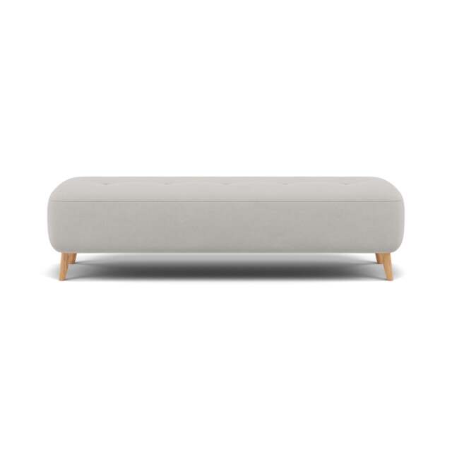 Phoebe Footstool - Medium Bench Stool Grade B - Plush Velvet Silver / Natural - image 1