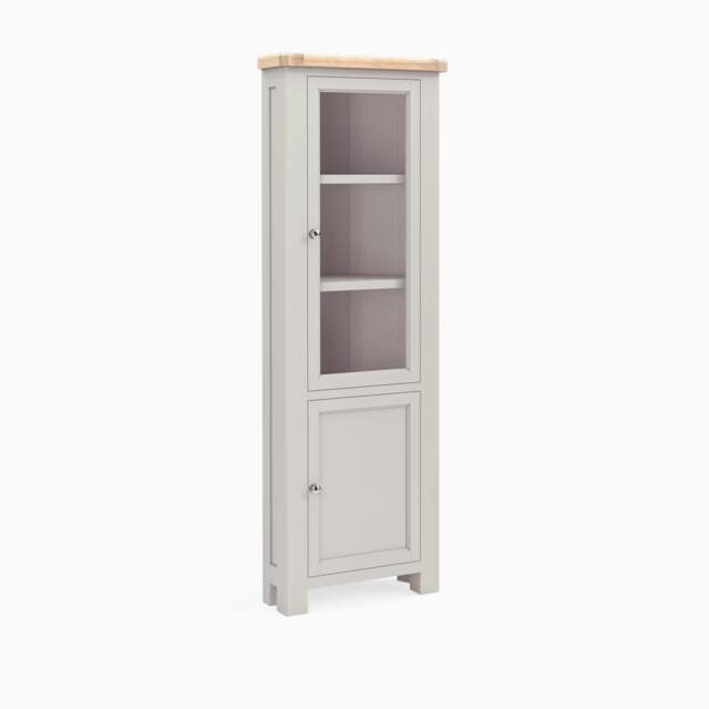 Salford Corner Display Cabinet - Corner Display Cabinet Stone Grey - image 1