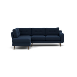 Phoebe Corner Sofa - Corner Group LHF Grade B - Left Hand Facing - Plush Velvet Indigo / American Walnut