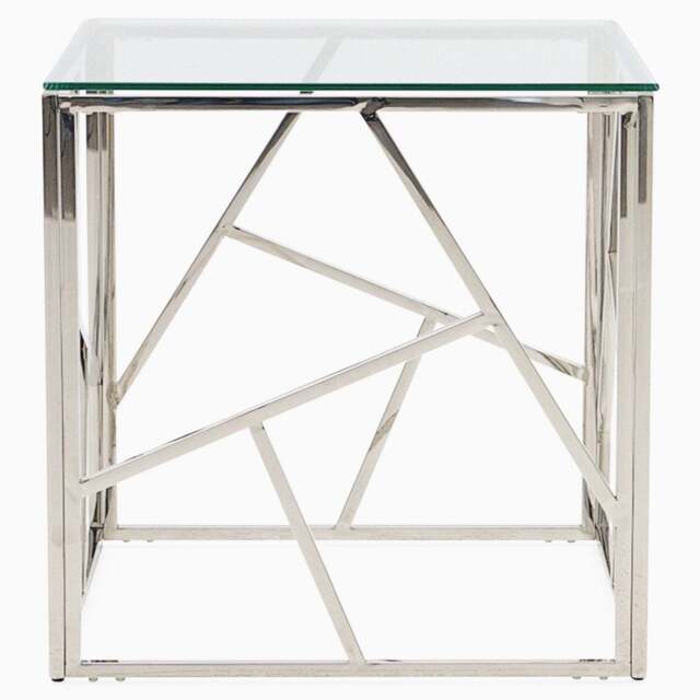 Genoa Side Table - Lamp Table Clear Glass / Stainless Steel - image 1