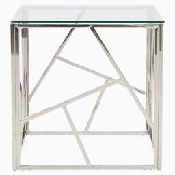 Genoa Side Table - Lamp Table Clear Glass / Stainless Steel - thumbnail 1