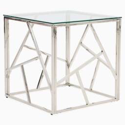 Genoa Side Table - Lamp Table Clear Glass / Stainless Steel - thumbnail 2