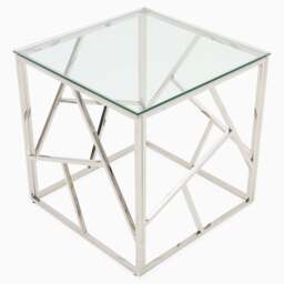 Genoa Side Table - Lamp Table Clear Glass / Stainless Steel - thumbnail 3