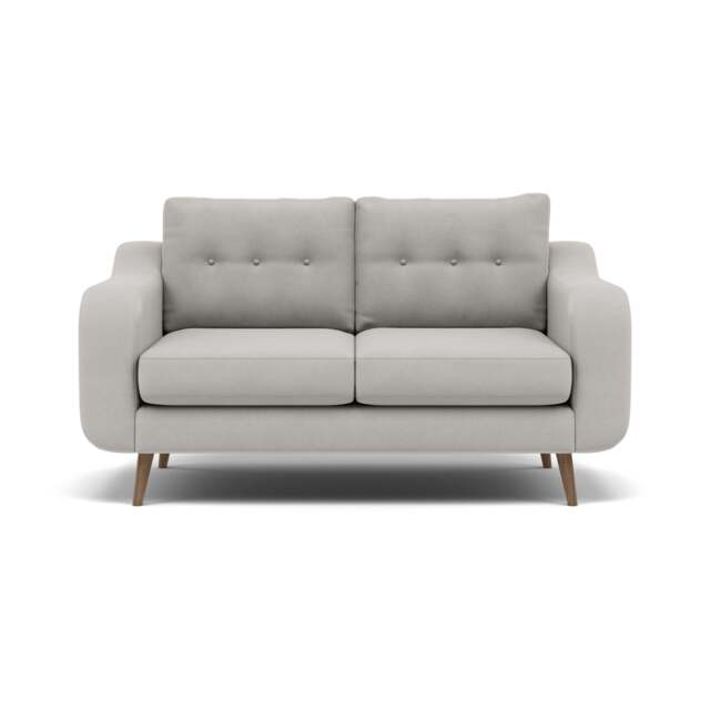 Phoebe 2 Seater Sofa - Small Sofa Standard Back Grade B - Plush Velvet Silver / Weathered Oak - image 1