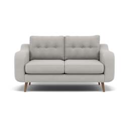 Phoebe 2 Seater Sofa - Small Sofa Standard Back Grade B - Plush Velvet Silver / Weathered Oak - thumbnail 1