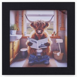 Male Highland Cow On Loo Wall Art - Male Highland Cow On Loo 30x30 - thumbnail 2