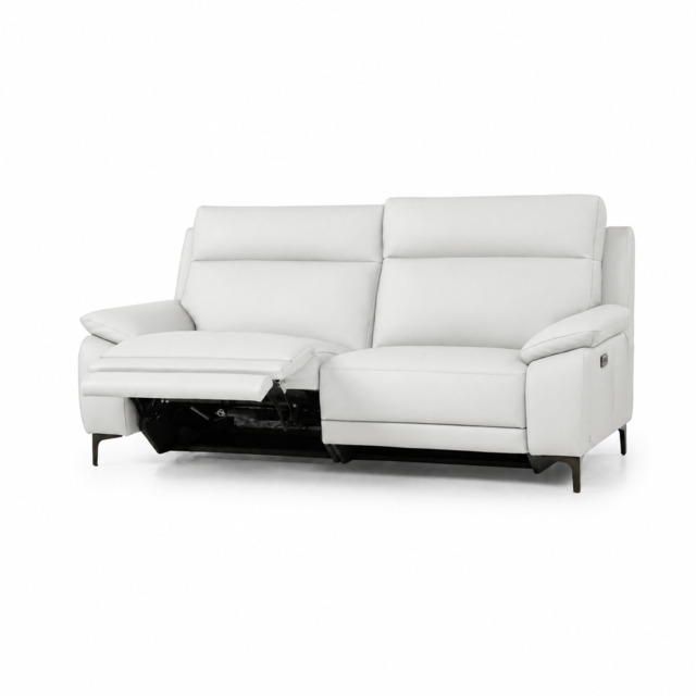 Nicoletti Vivaldi 3 Seater Recliner Sofa On Legs - 3 Seater Double Power Recliner on Legs CK Botero - Power Recliner with USB-C - Botero 2153 Bianco - image 1