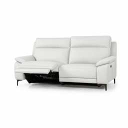 Nicoletti Vivaldi 3 Seater Recliner Sofa On Legs  - 3 Seater Double Power Recliner on Legs CK Botero - Power Recliner with USB-C - Botero 2153 Bianco - thumbnail 1