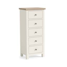 Elmstead White 5 Drawer Tall Chest - 5 Drawer Tall Chest Coconut White