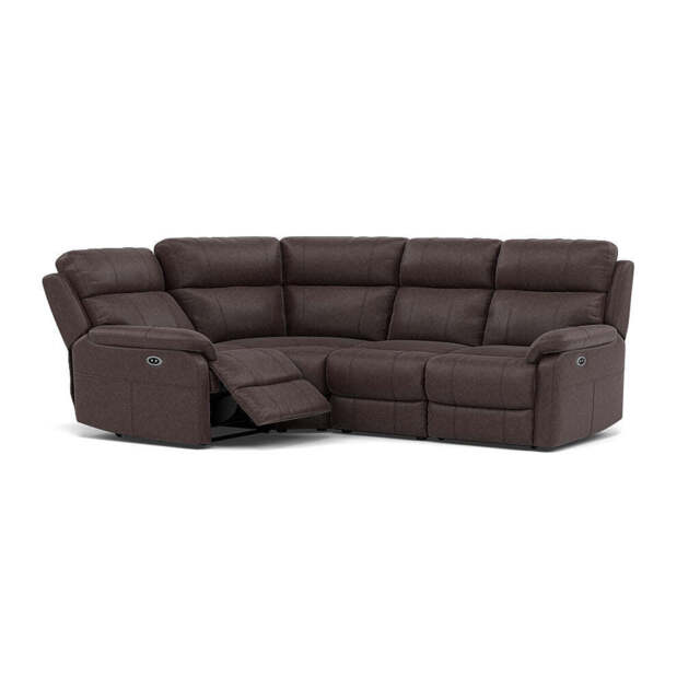 Fara Small Corner Recliner Sofa - Combination 5 2 Corner 1 with 2 Power Recliners Fabric - Left Hand Facing - Power Recliner with USB - BFA-BLJ-088 CHARCOAL GREY - image 1