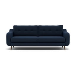 Phoebe 4 Seater Sofa - Extra Large Sofa Standard Back Grade B - Plush Velvet Indigo / American Walnut - thumbnail 1