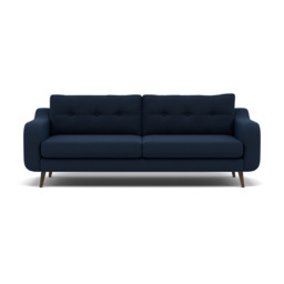 Phoebe 4 Seater Sofa - Extra Large Sofa Standard Back Grade B - Plush Velvet Indigo / American Walnut
