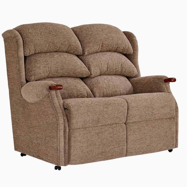 Westbury 2 Seater Sofa - Fixed 2 Seater Leather - Teak Knuckle / Ascot Stone Grey - image 1