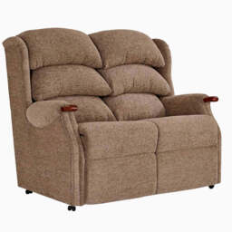 Westbury 2 Seater Sofa - Fixed 2 Seater Leather - Teak Knuckle / Ascot Stone Grey