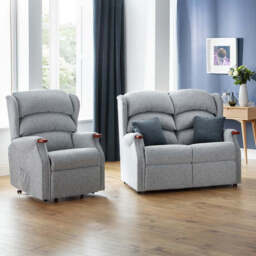 Westbury 2 Seater Sofa - Fixed 2 Seater Leather - Teak Knuckle / Ascot Stone Grey - thumbnail 3