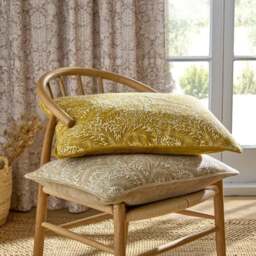 William Morris At Home Larkspur Yellow Cushion - Larkspur Cushion Tumeric