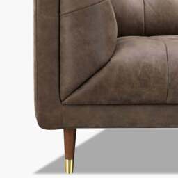 Cassia 3 Seater Sofa - 3 Seater Sofa Vintage Leather - Feet: 178mm Brass Tipped Legs Grey Oak / VINTAGE V-1806 Vintage Cognac - thumbnail 6