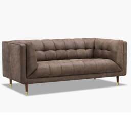 Cassia 3 Seater Sofa - 3 Seater Sofa Vintage Leather - Feet: 178mm Brass Tipped Legs Grey Oak / VINTAGE V-1806 Vintage Cognac - thumbnail 3