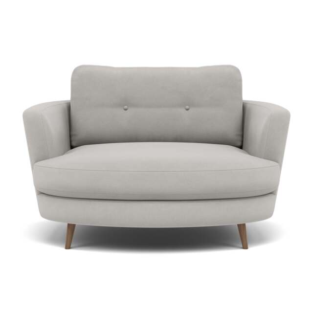Phoebe Oval Loveseat - Oval Cuddler Grade B - Plush Velvet Silver / Weathered Oak - image 1