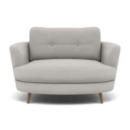 Phoebe Oval Loveseat - Oval Cuddler Grade B - Plush Velvet Silver / Weathered Oak