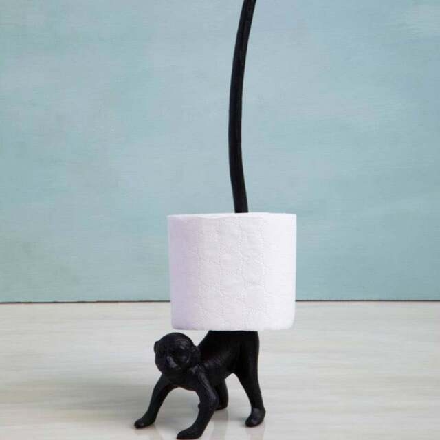 Fauna Black Finish Monkey Toilet Roll Holder - Fauna Black Finish Monkey Toilet Roll Holder - image 1