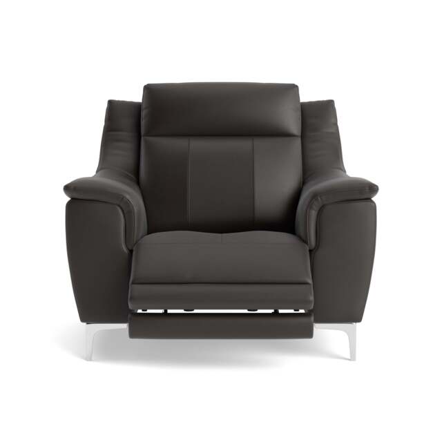 Nicoletti Carmen Recliner Armchair - Power Recliner Chair CB - Power Recliner with USB - Feet: Shiny Metal / Torello PS Chocol -S 91 - image 1