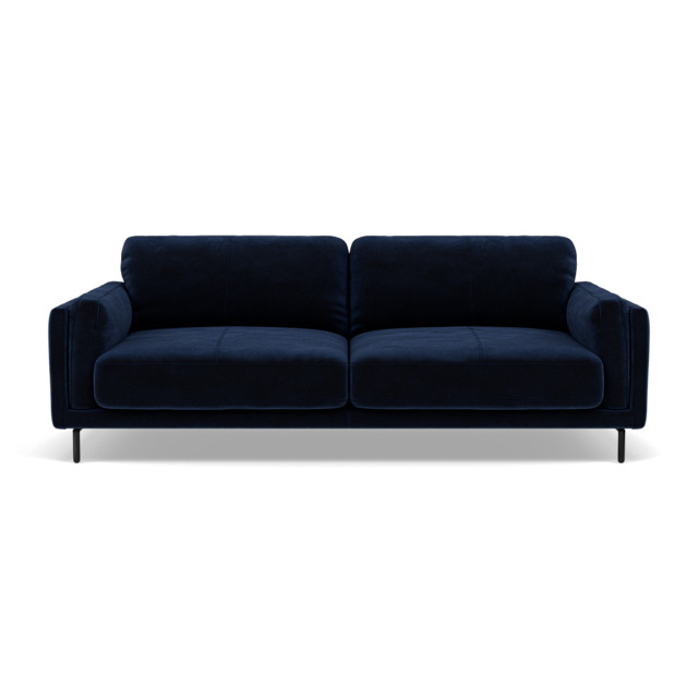 Morris 3 Seater Small Sofa - 2.5 Seater Sofa Compact Fabric - FAB-MEG-28 NAVY - image 1